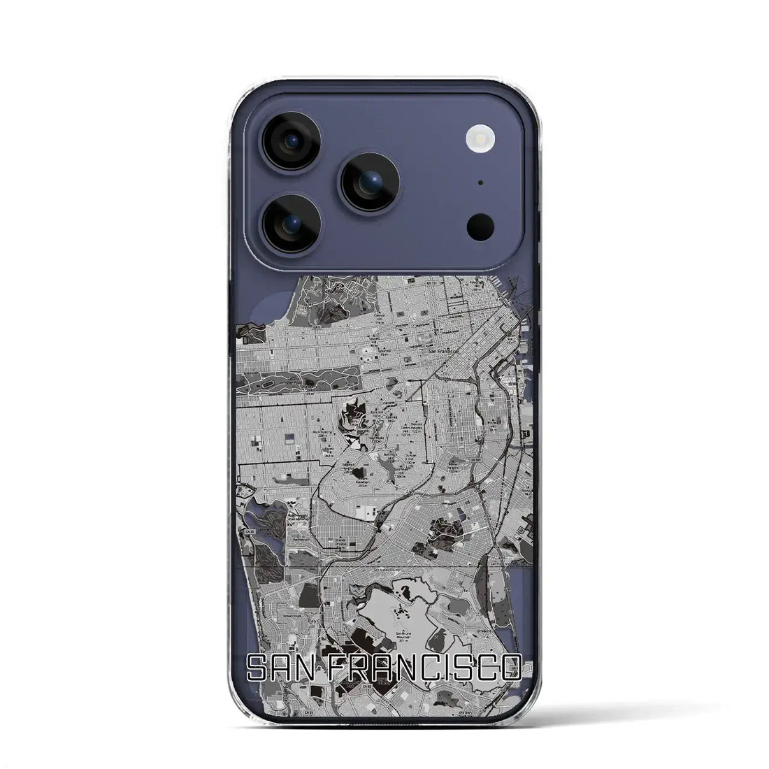 【サンフランシスコ（アメリカ）】地図柄iPhoneケース（クリアタイプ）モノトーン・iPhone 17 Pro Max 用