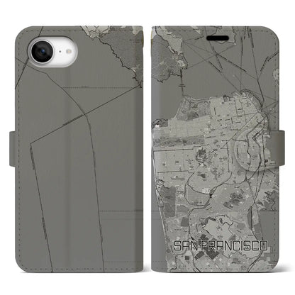 【サンフランシスコ（アメリカ）】地図柄iPhoneケース（手帳タイプ）
