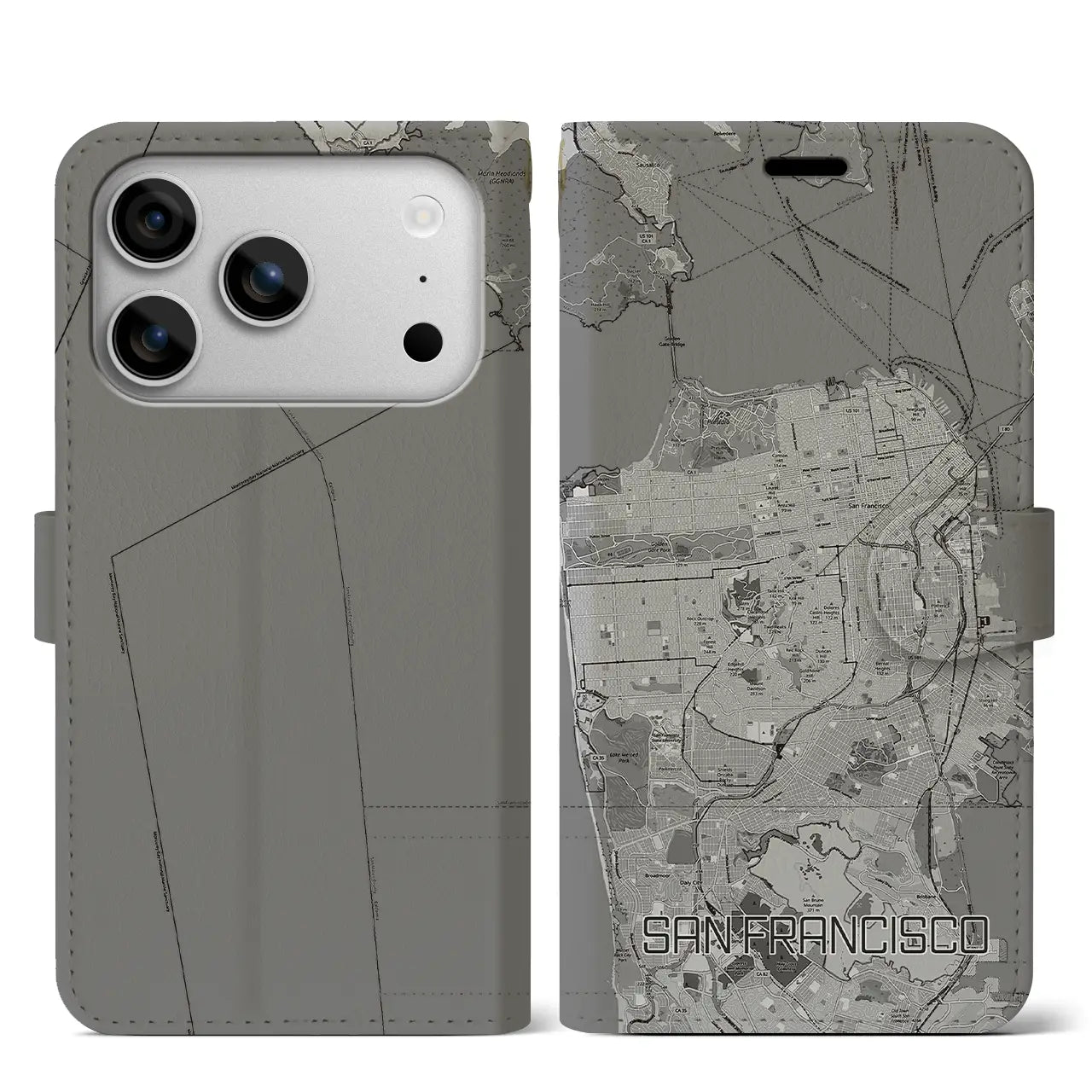 【サンフランシスコ（アメリカ）】地図柄iPhoneケース（手帳タイプ）