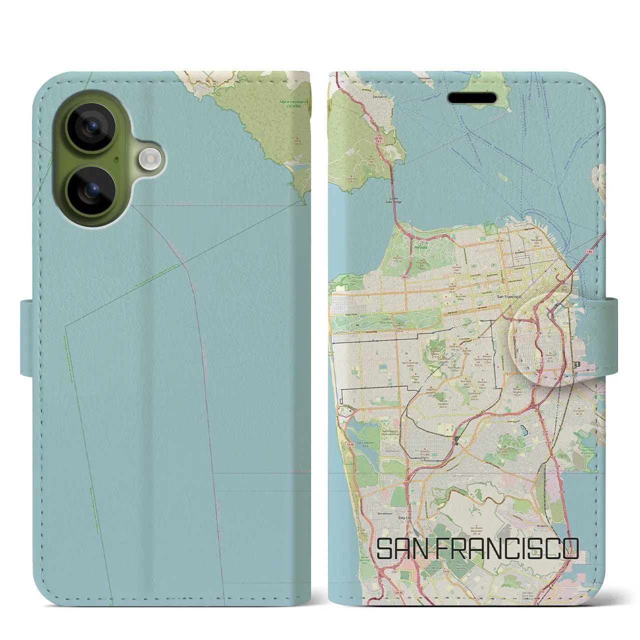 【サンフランシスコ（アメリカ）】地図柄iPhoneケース（手帳タイプ）