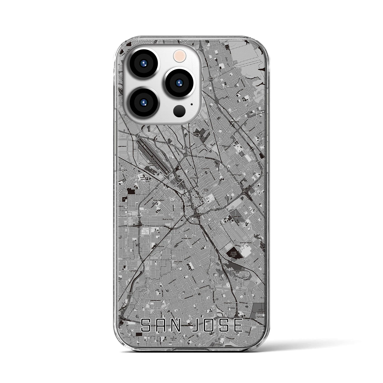 【サンノゼ（アメリカ）】地図柄iPhoneケース（クリアタイプ）