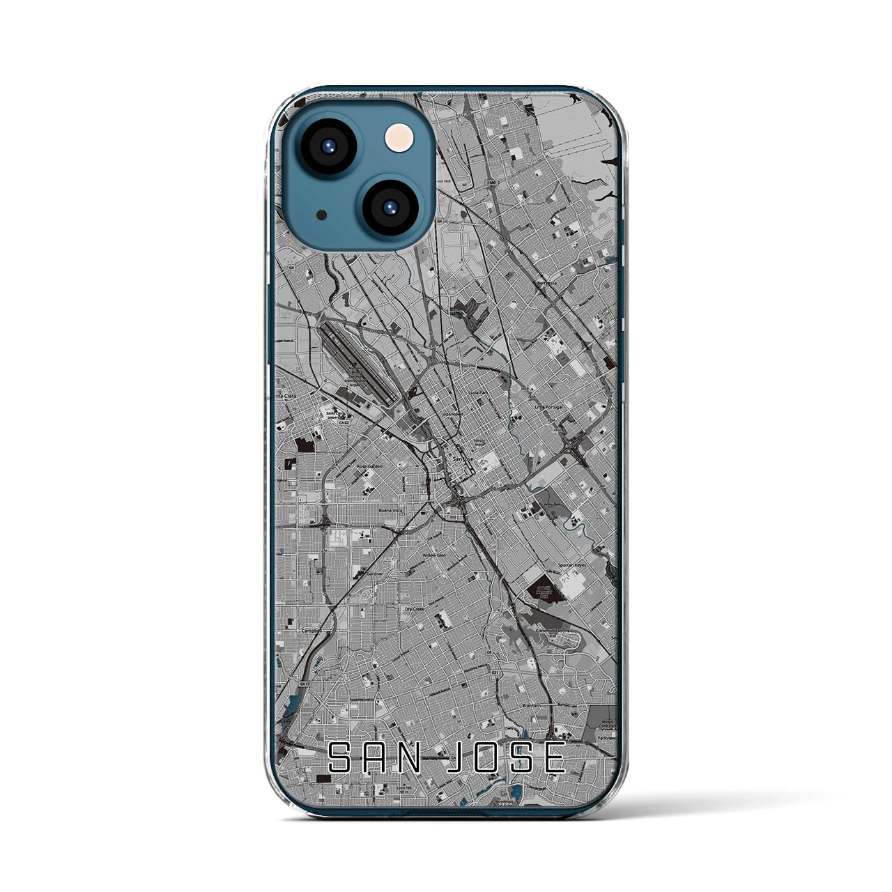 【サンノゼ（アメリカ）】地図柄iPhoneケース（クリアタイプ）