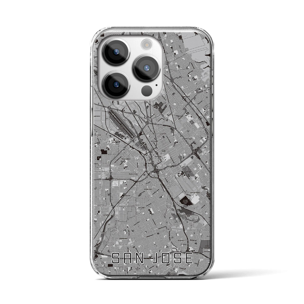 【サンノゼ（アメリカ）】地図柄iPhoneケース（クリアタイプ）