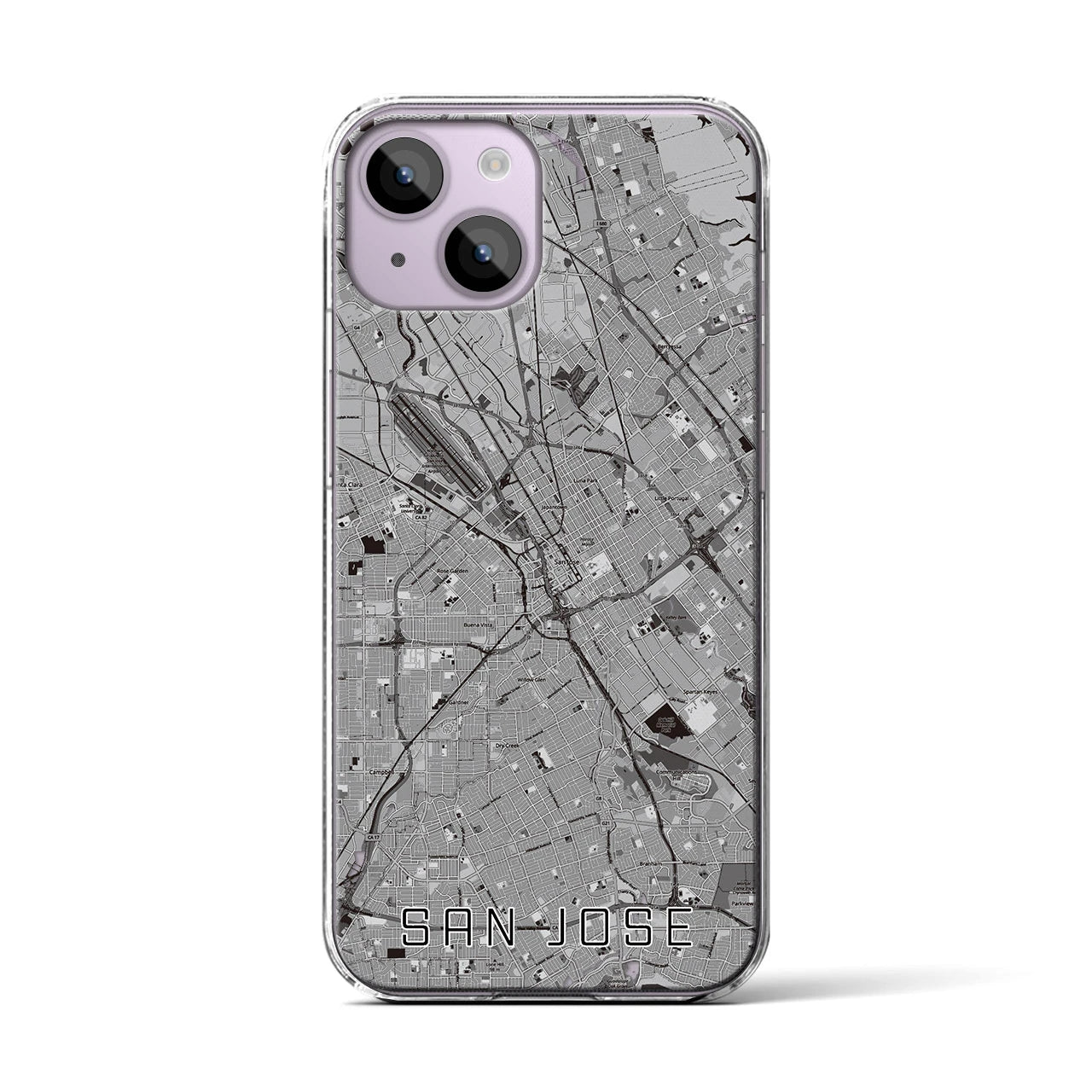 【サンノゼ（アメリカ）】地図柄iPhoneケース（クリアタイプ）