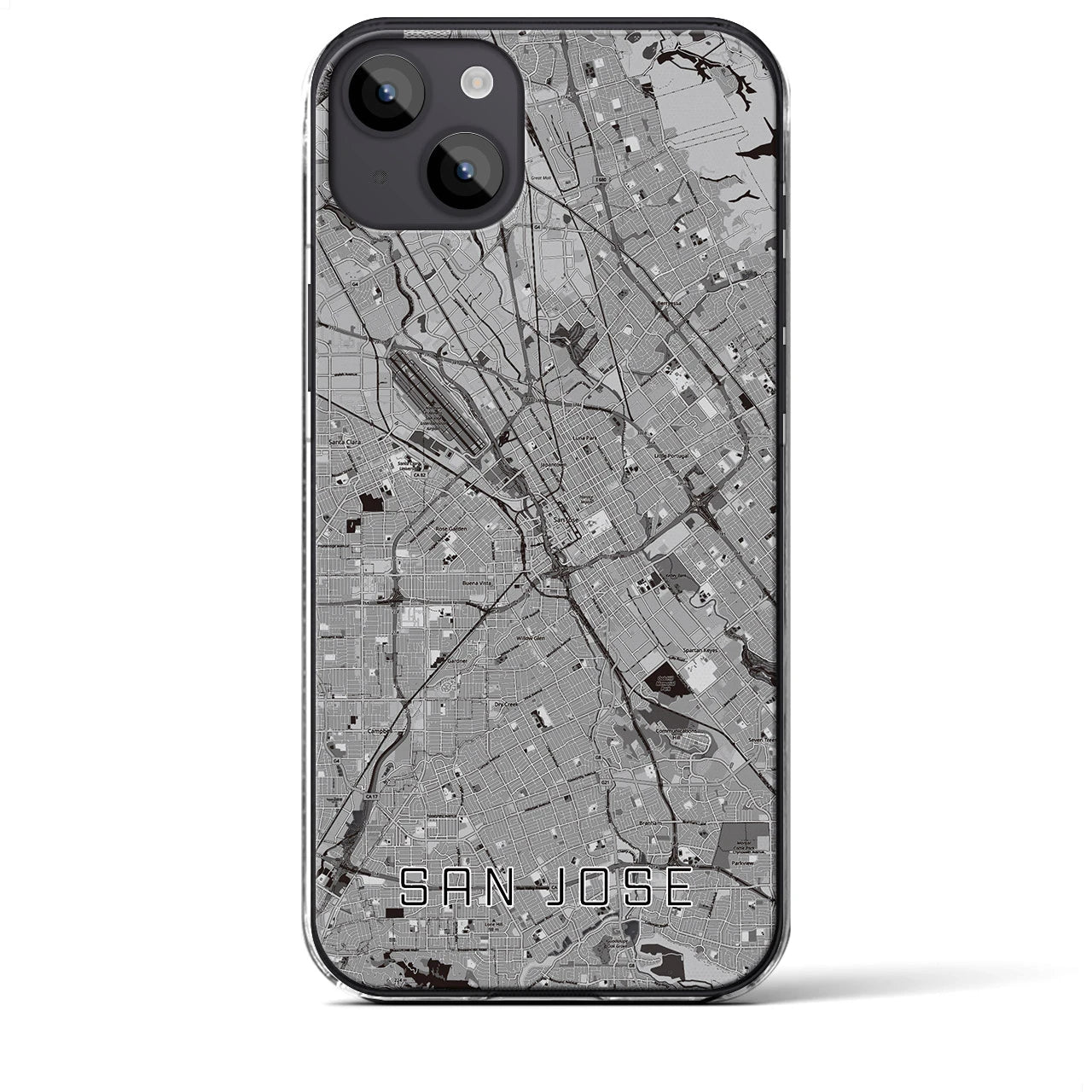 【サンノゼ（アメリカ）】地図柄iPhoneケース（クリアタイプ）
