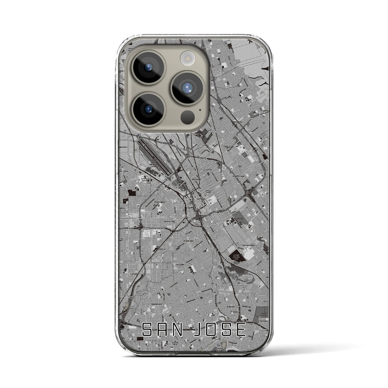 【サンノゼ（アメリカ）】地図柄iPhoneケース（クリアタイプ）