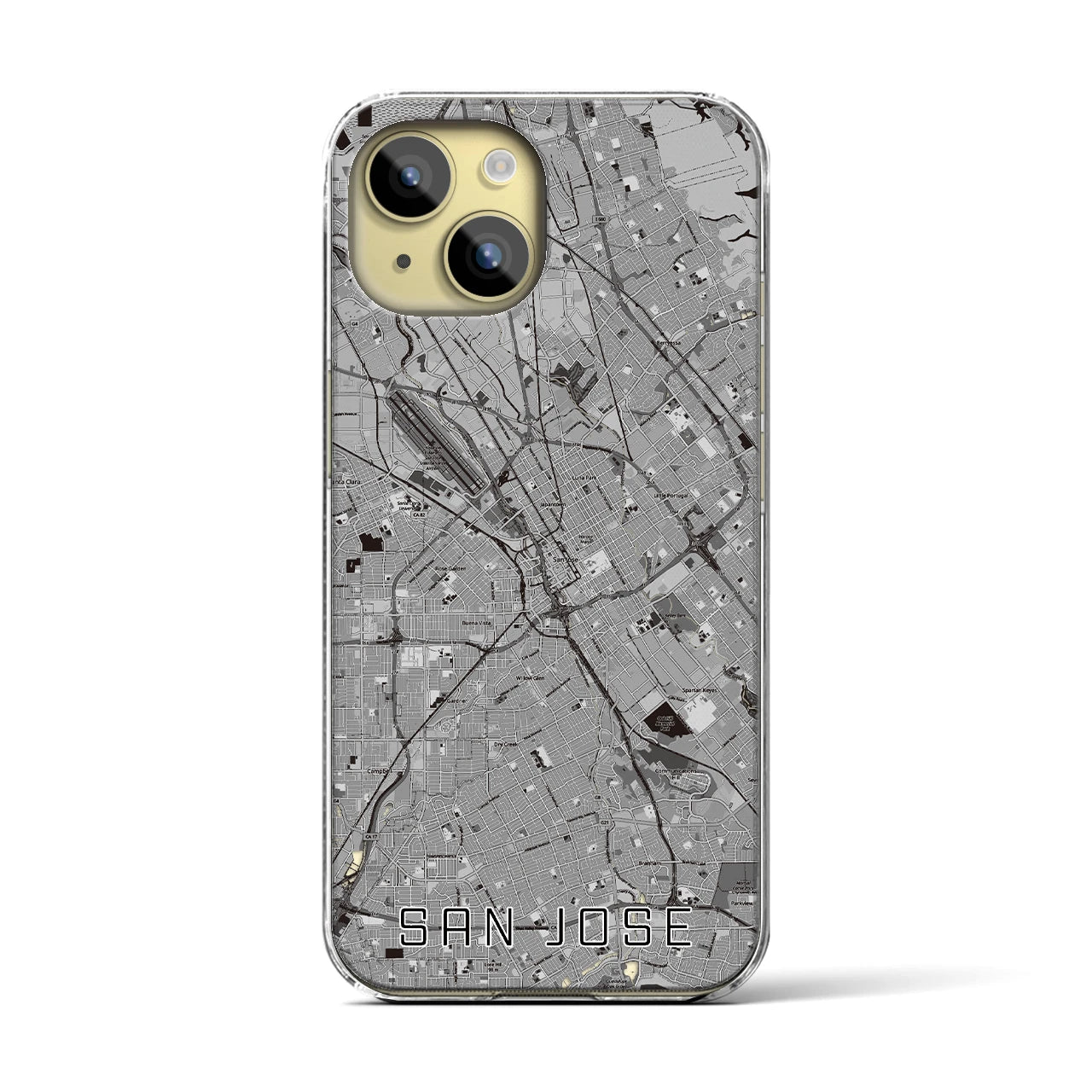 【サンノゼ（アメリカ）】地図柄iPhoneケース（クリアタイプ）