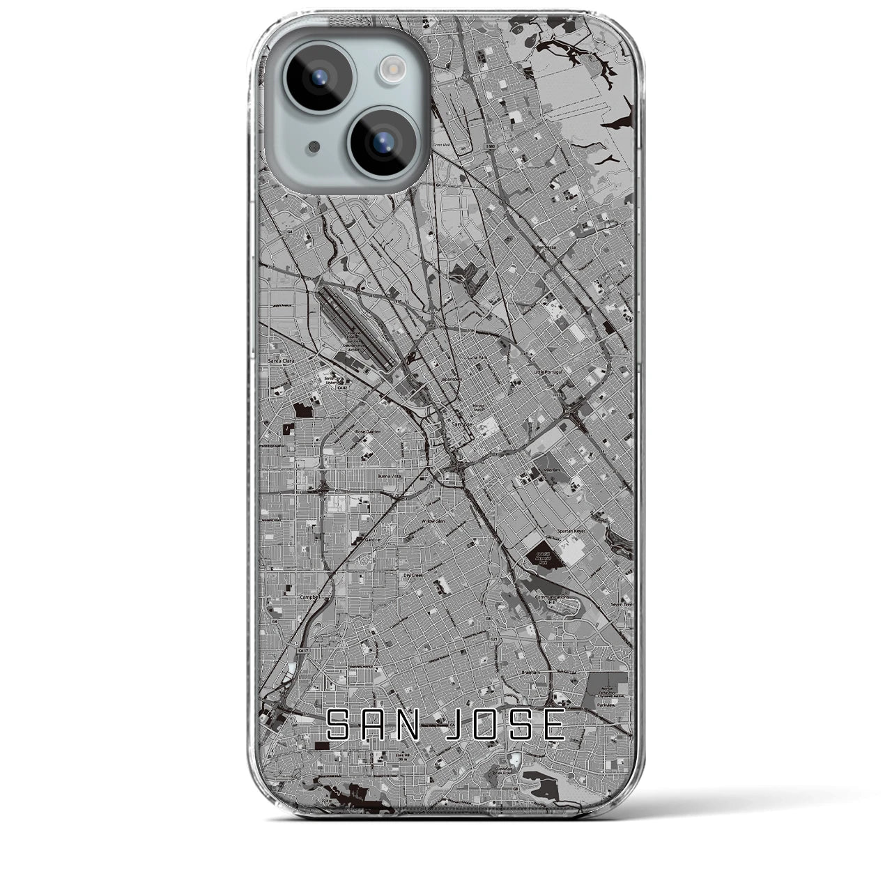 【サンノゼ（アメリカ）】地図柄iPhoneケース（クリアタイプ）