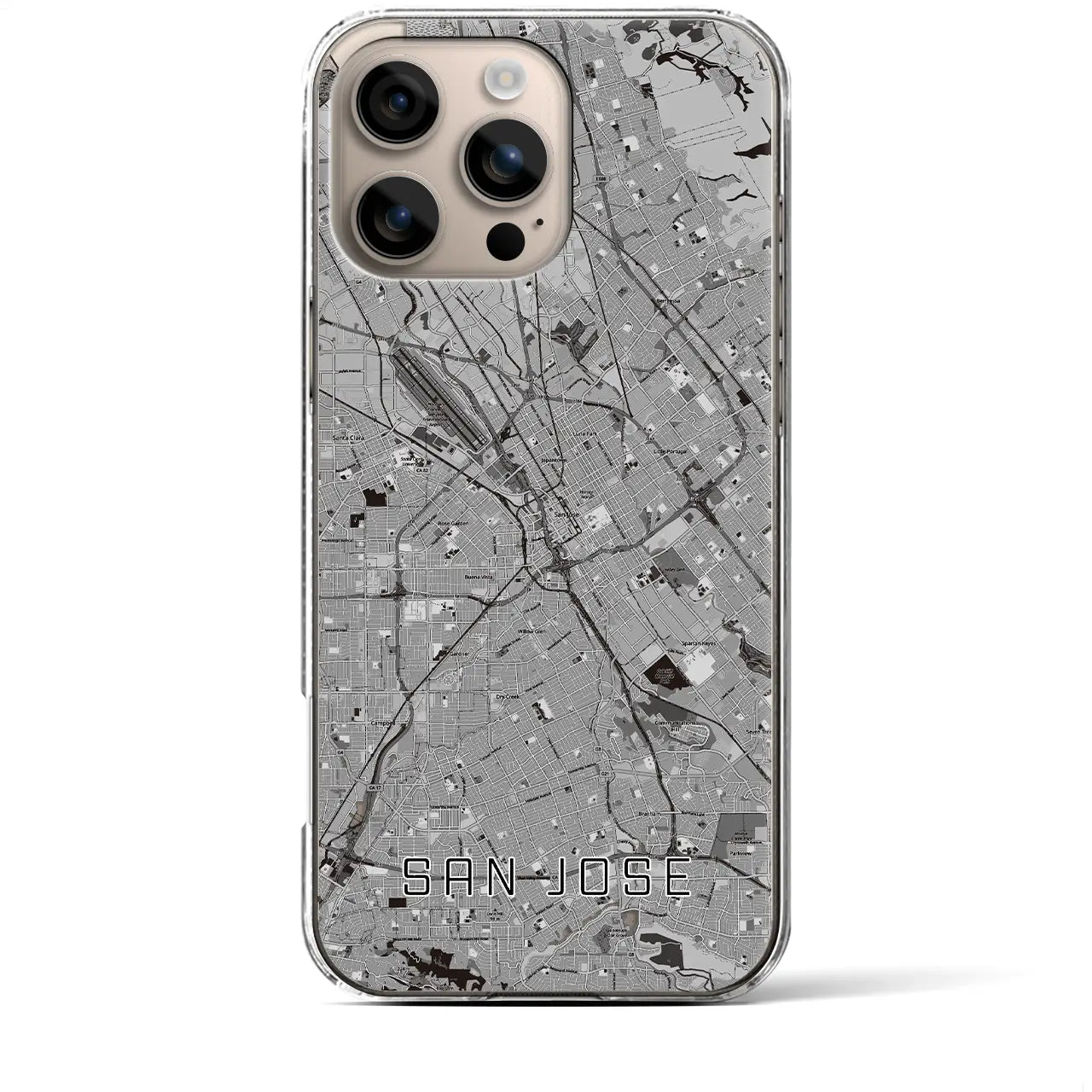 【サンノゼ（アメリカ）】地図柄iPhoneケース（クリアタイプ）