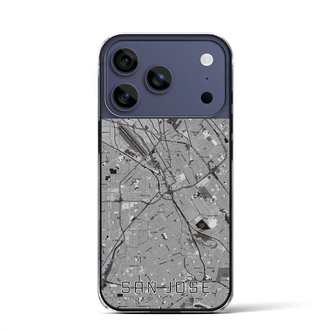 【サンノゼ（アメリカ）】地図柄iPhoneケース（クリアタイプ）モノトーン・iPhone 17 Pro Max 用