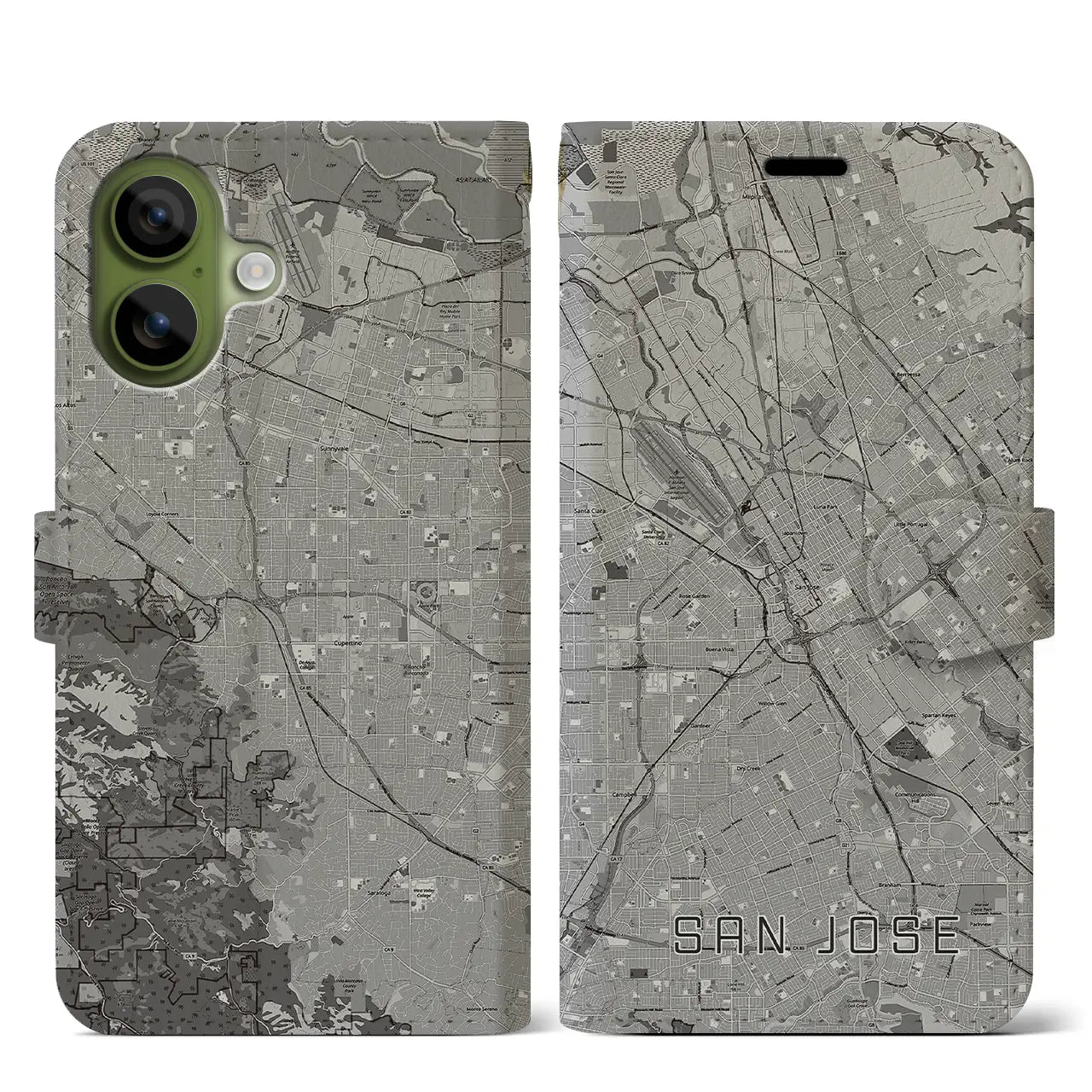 【サンノゼ（アメリカ）】地図柄iPhoneケース（手帳タイプ）