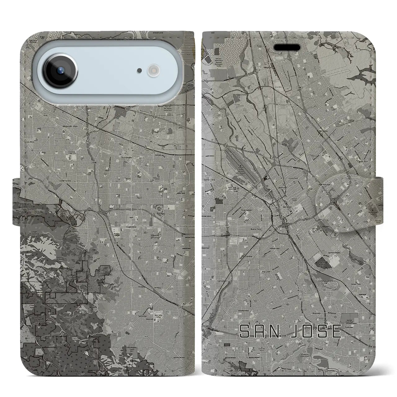 【サンノゼ（アメリカ）】地図柄iPhoneケース（手帳タイプ）