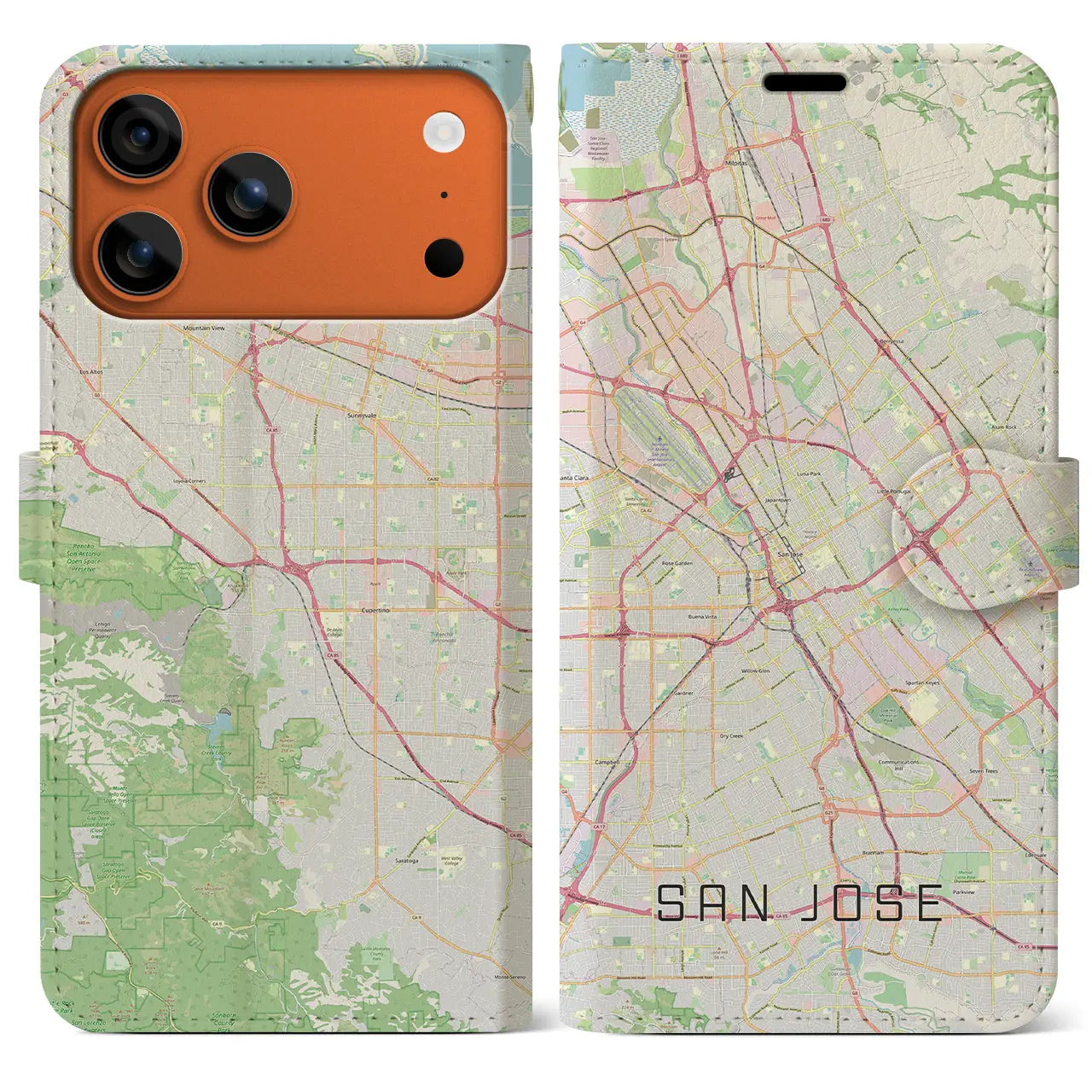【サンノゼ（アメリカ）】地図柄iPhoneケース（手帳タイプ）