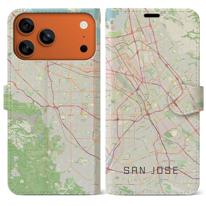【サンノゼ（アメリカ）】地図柄iPhoneケース（手帳タイプ）