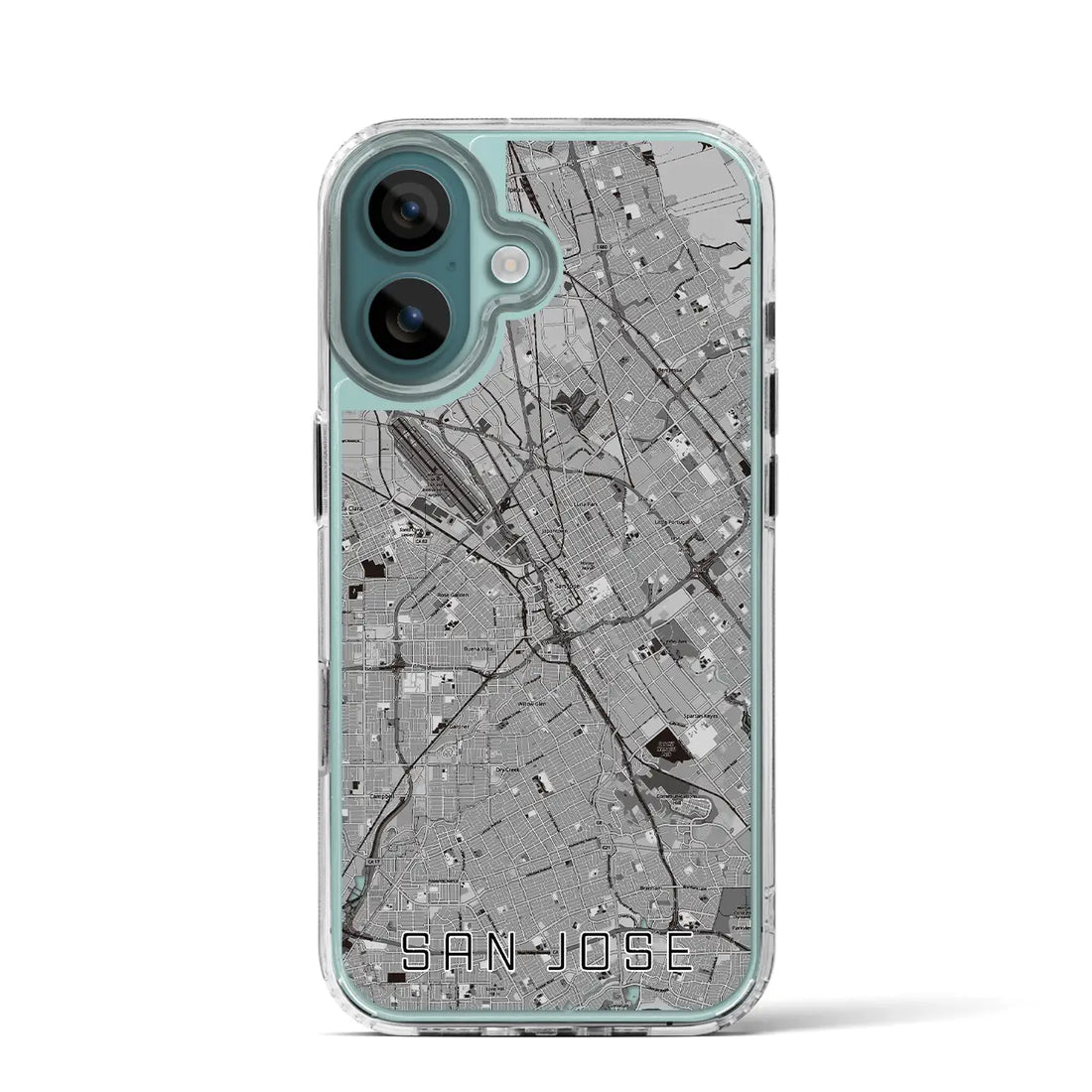 【サンノゼ（アメリカ）】地図柄iPhoneケース（MagSafeタイプ）モノトーン・iPhone 16 Pro 用