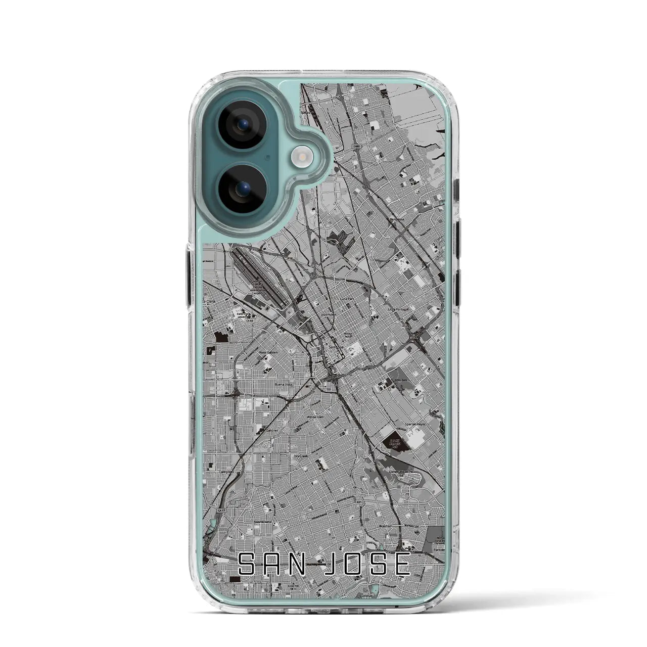 【サンノゼ（アメリカ）】地図柄iPhoneケース（MagSafeタイプ）モノトーン・iPhone 16 Pro 用