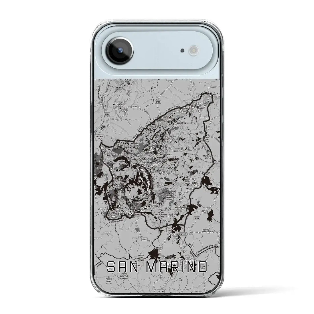 【サンマリノ】地図柄iPhoneケース(クリアタイプ)モノトーン・iPhone 17 Pro Max 用