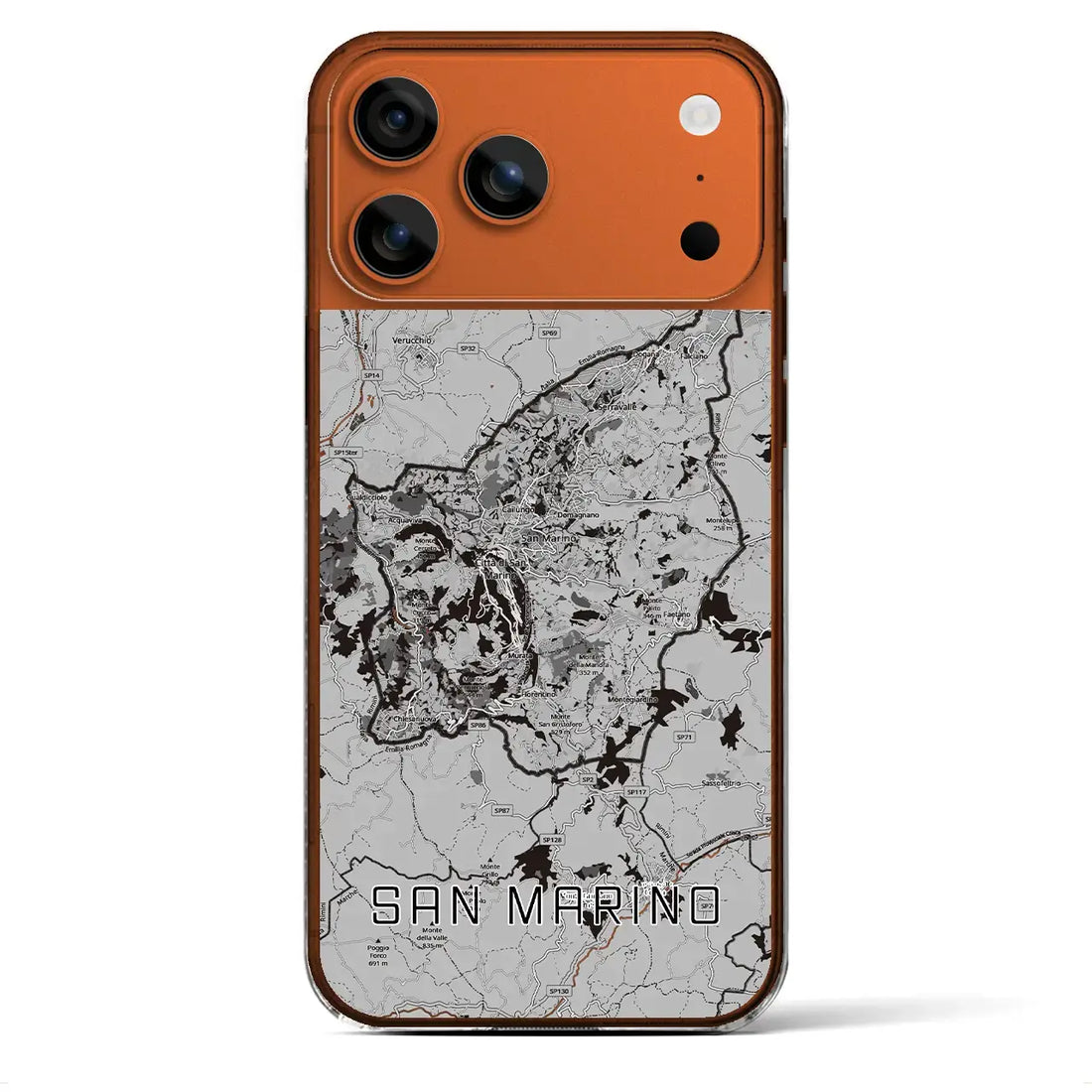 【サンマリノ】地図柄iPhoneケース（クリアタイプ）モノトーン・iPhone 17 Pro Max 用