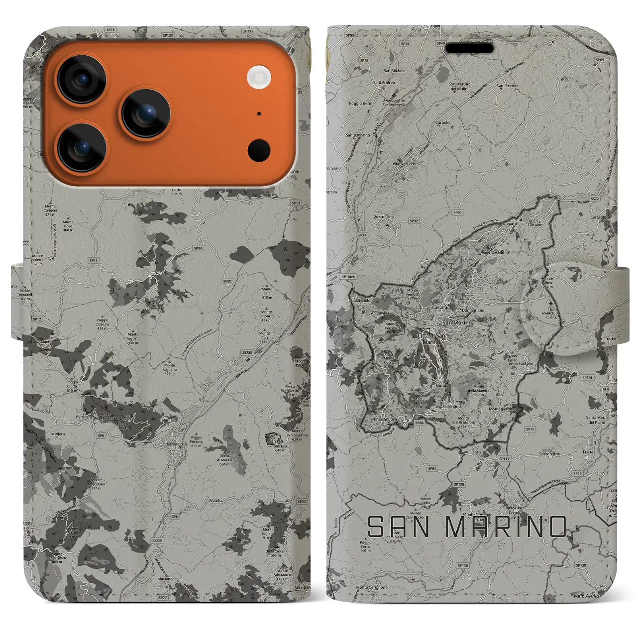 【サンマリノ】地図柄iPhoneケース（手帳タイプ）