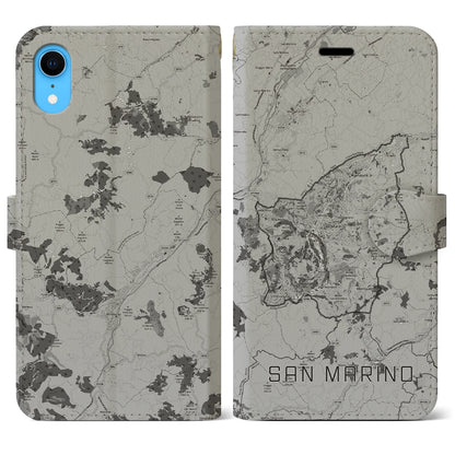 【サンマリノ】地図柄iPhoneケース（手帳タイプ）モノトーン・iPhone XR 用