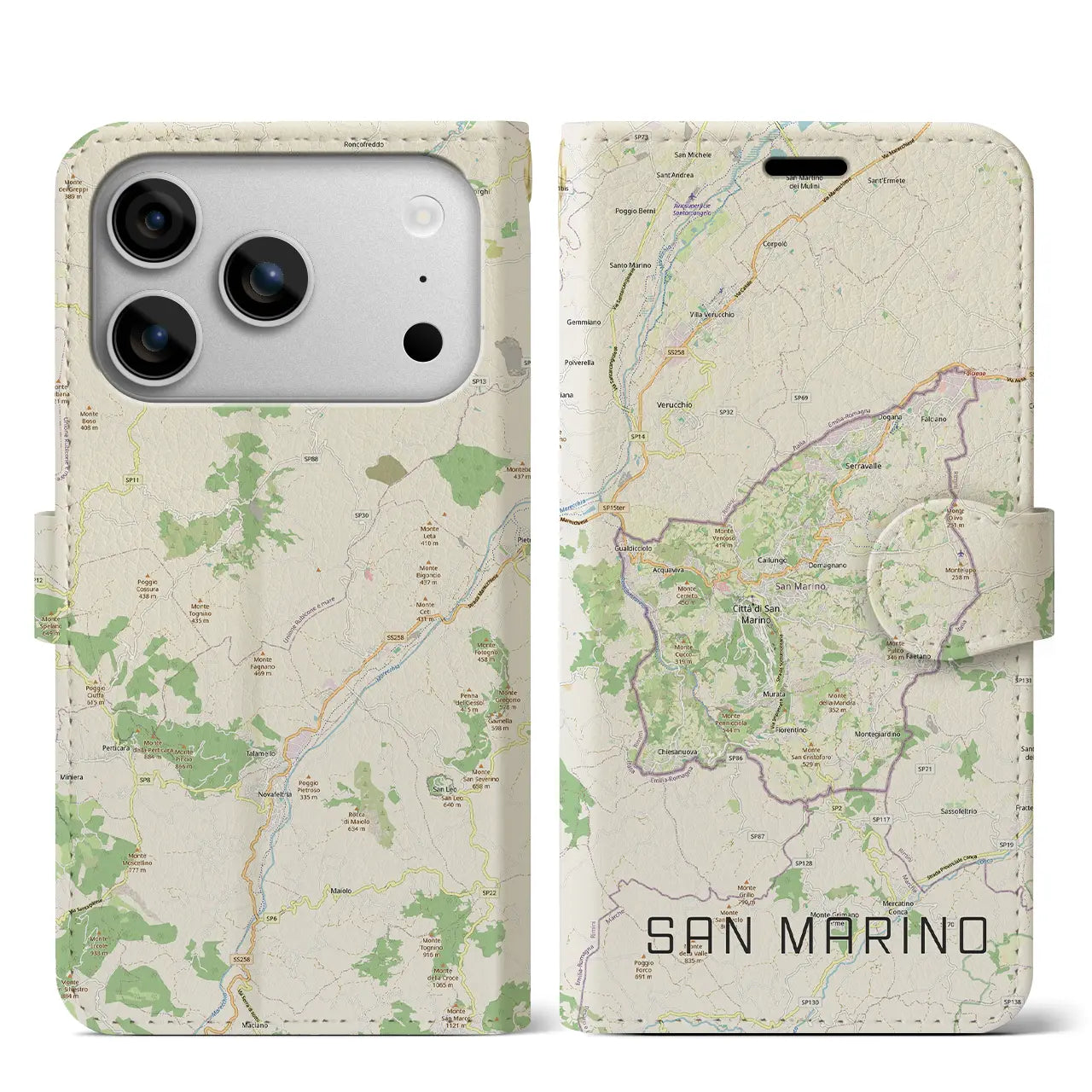 【サンマリノ】地図柄iPhoneケース（手帳タイプ）