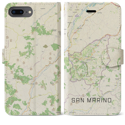 【サンマリノ】地図柄iPhoneケース（手帳タイプ）ナチュラル・iPhone 8Plus /7Plus / 6sPlus / 6Plus 用