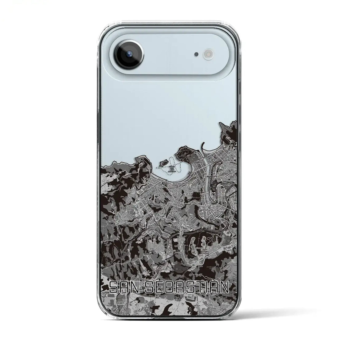 【サン・セバスティアン(スペイン)】地図柄iPhoneケース(クリアタイプ)モノトーン・iPhone 17 Pro Max 用