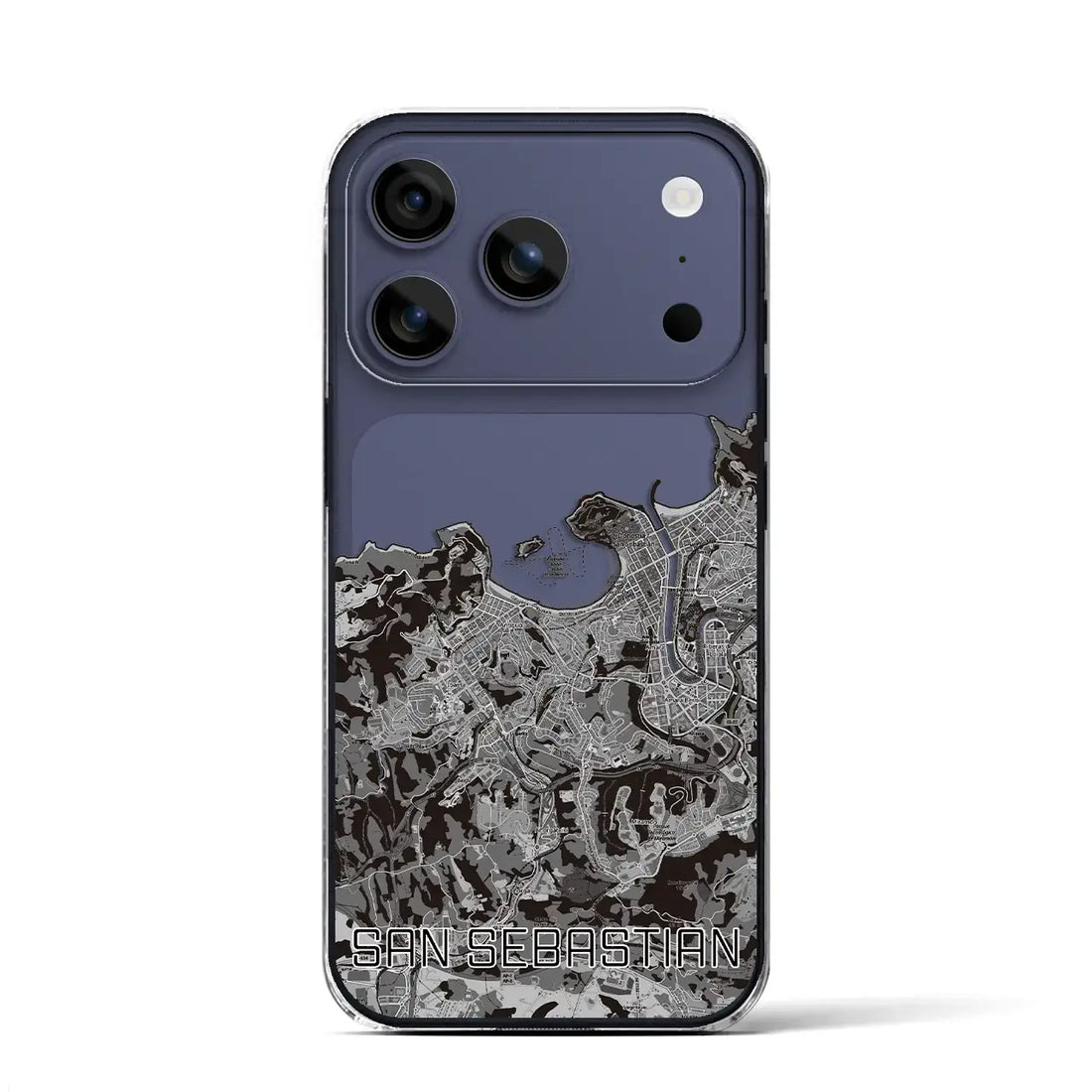 【サン・セバスティアン（スペイン）】地図柄iPhoneケース（クリアタイプ）モノトーン・iPhone 17 Pro Max 用