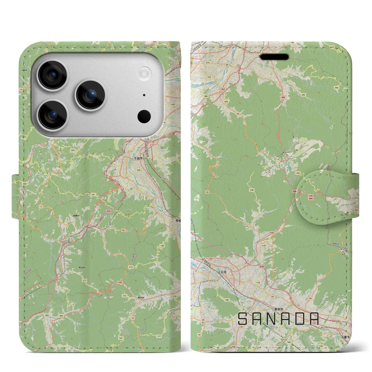 【真田（長野県）】地図柄iPhoneケース（手帳タイプ）