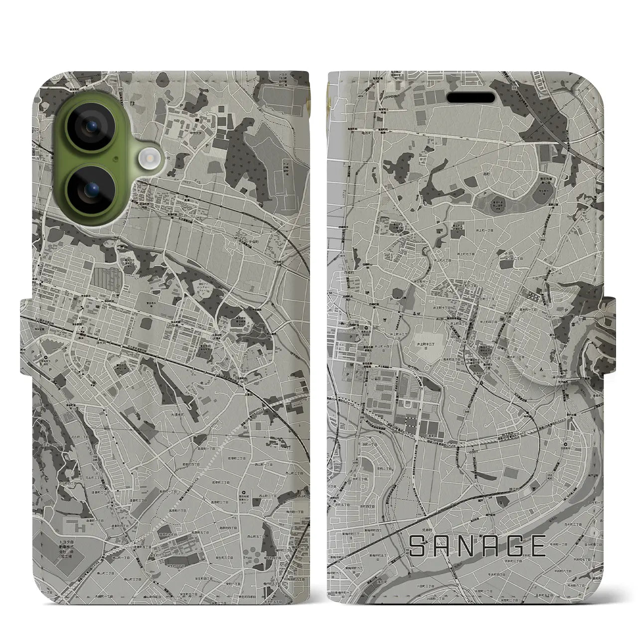 【猿投（愛知県）】地図柄iPhoneケース（手帳タイプ）