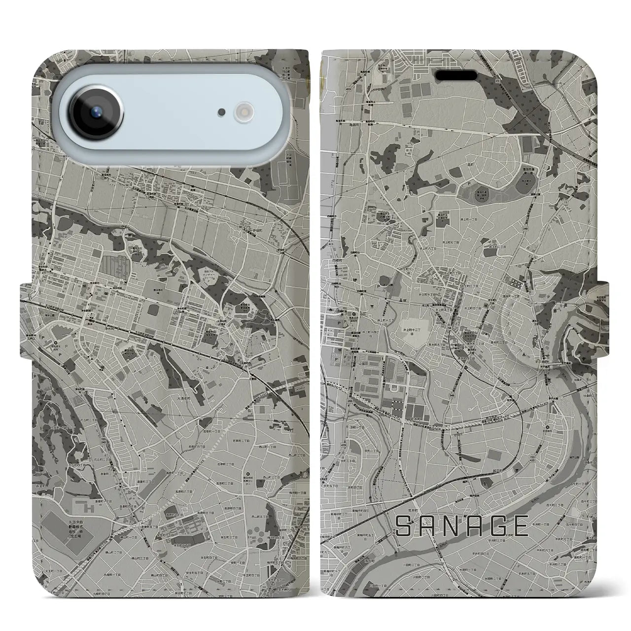 【猿投（愛知県）】地図柄iPhoneケース（手帳タイプ）