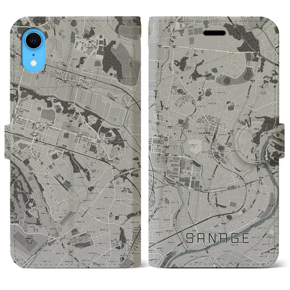 【猿投（愛知県）】地図柄iPhoneケース（手帳タイプ）モノトーン・iPhone XR 用