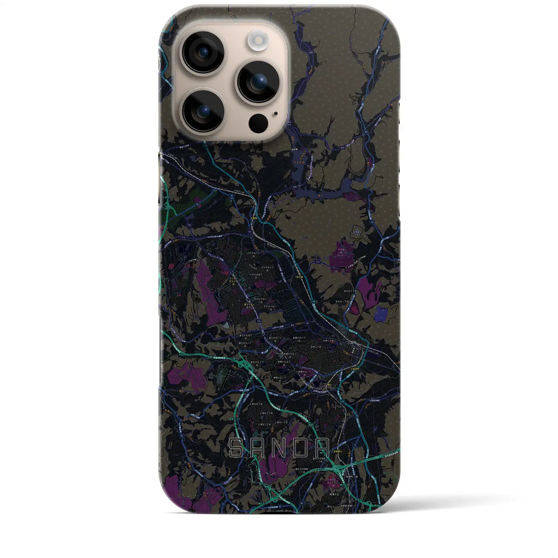 【三田(兵庫県)】地図柄iPhoneケース(バックカバータイプ)