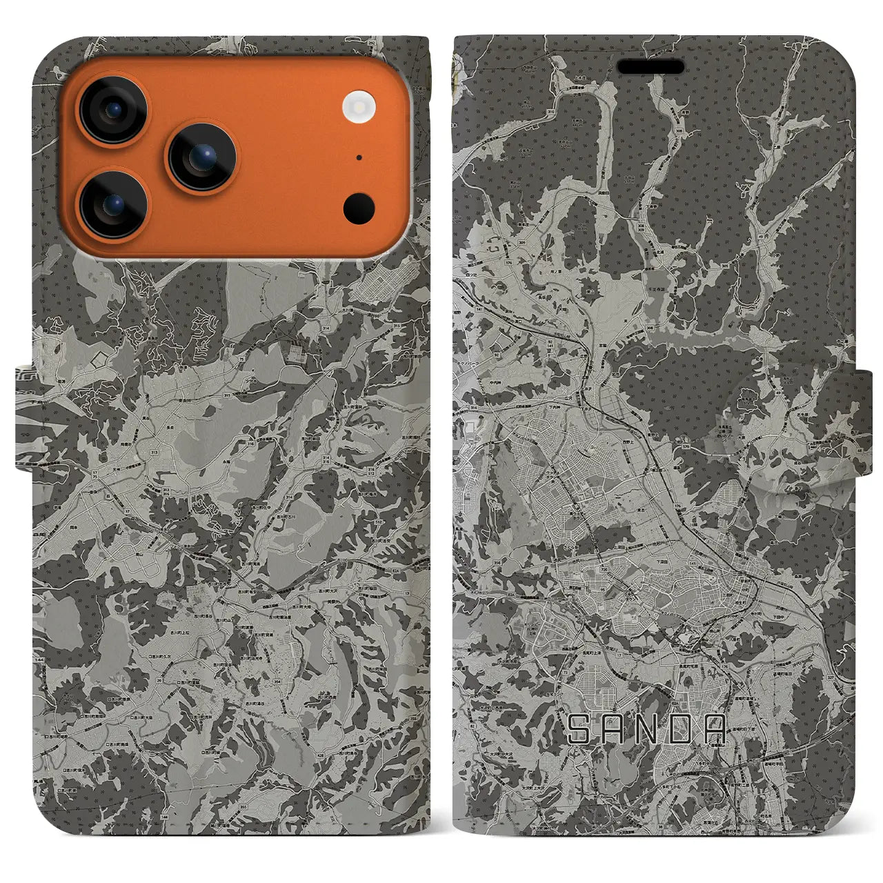 【三田（兵庫県）】地図柄iPhoneケース（手帳タイプ）