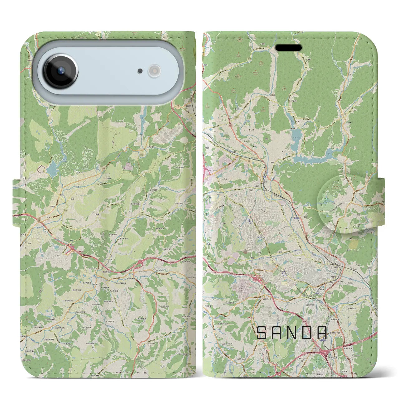 【三田（兵庫県）】地図柄iPhoneケース（手帳タイプ）