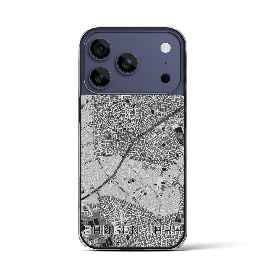 【三軒茶屋（東京都）】地図柄iPhoneケース（クリアタイプ）モノトーン・iPhone 17 Pro Max 用
