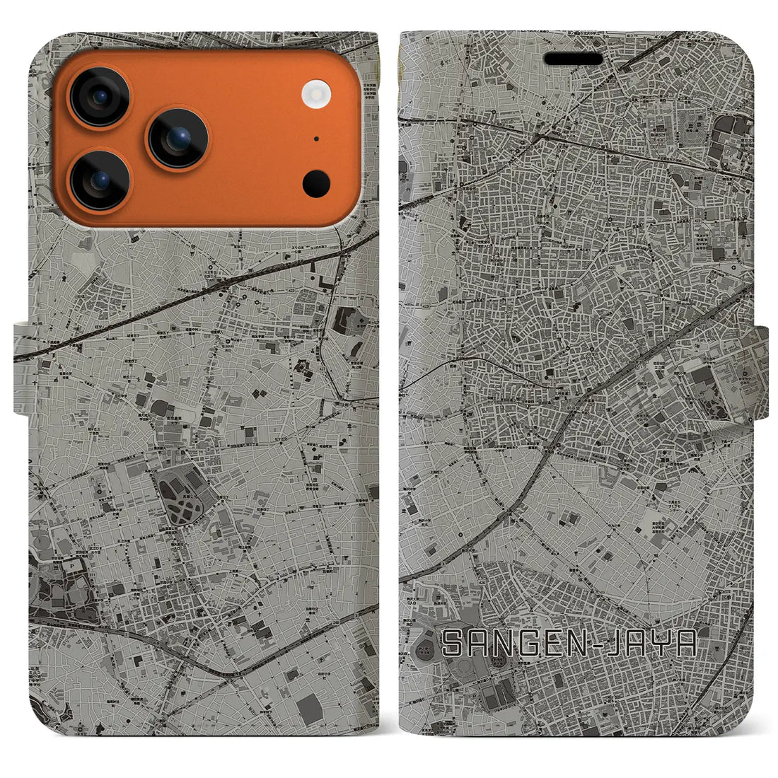 【三軒茶屋（東京都）】地図柄iPhoneケース（手帳タイプ）