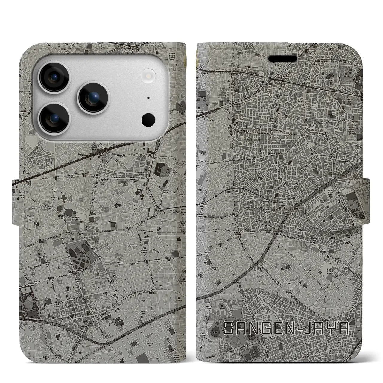 【三軒茶屋（東京都）】地図柄iPhoneケース（手帳タイプ）
