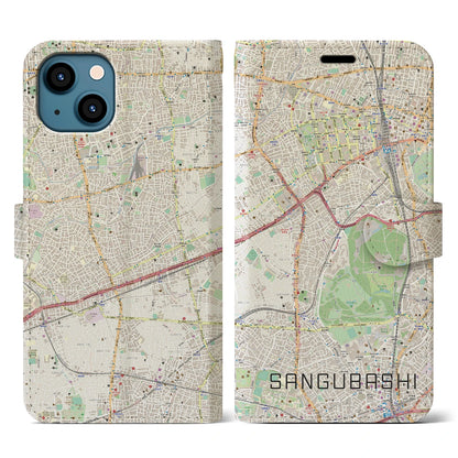 【参宮橋（東京都）】地図柄iPhoneケース（手帳タイプ）ナチュラル・iPhone 13 用