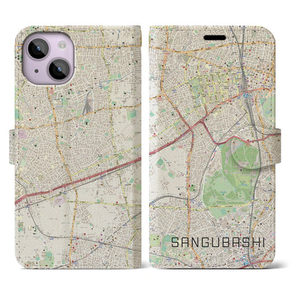 【参宮橋（東京都）】地図柄iPhoneケース（手帳タイプ）ナチュラル・iPhone 14 用