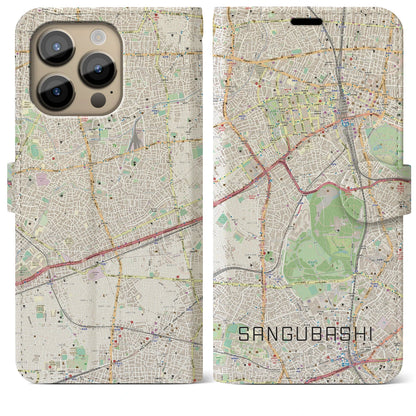 【参宮橋（東京都）】地図柄iPhoneケース（手帳タイプ）ナチュラル・iPhone 14 Pro Max 用