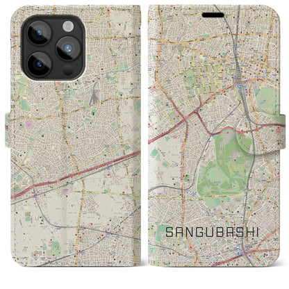【参宮橋（東京都）】地図柄iPhoneケース（手帳タイプ）ナチュラル・iPhone 15 Pro Max 用