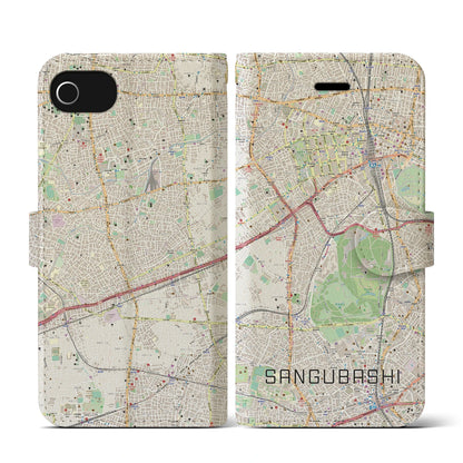 【参宮橋（東京都）】地図柄iPhoneケース（手帳タイプ）ナチュラル・iPhone SE（第3 / 第2世代） / 8 / 7 / 6s / 6 用