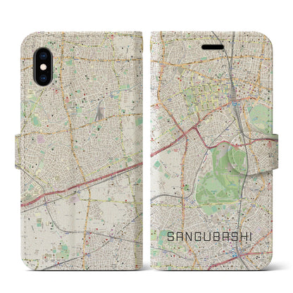 【参宮橋（東京都）】地図柄iPhoneケース（手帳タイプ）ナチュラル・iPhone XS / X 用