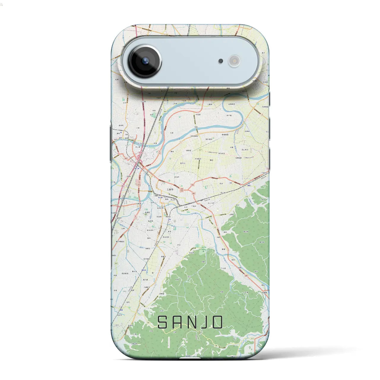 【三条（新潟県）】地図柄iPhoneケース（バックカバータイプ）ブラック・iPhone 17 Pro Max 用