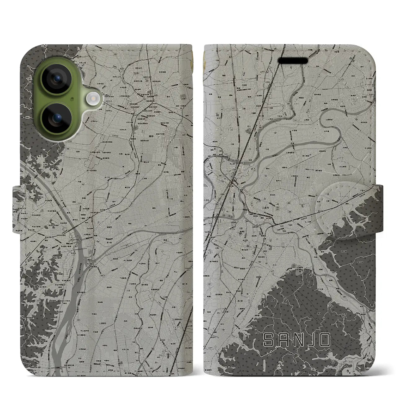 【三条（新潟県）】地図柄iPhoneケース（手帳タイプ）