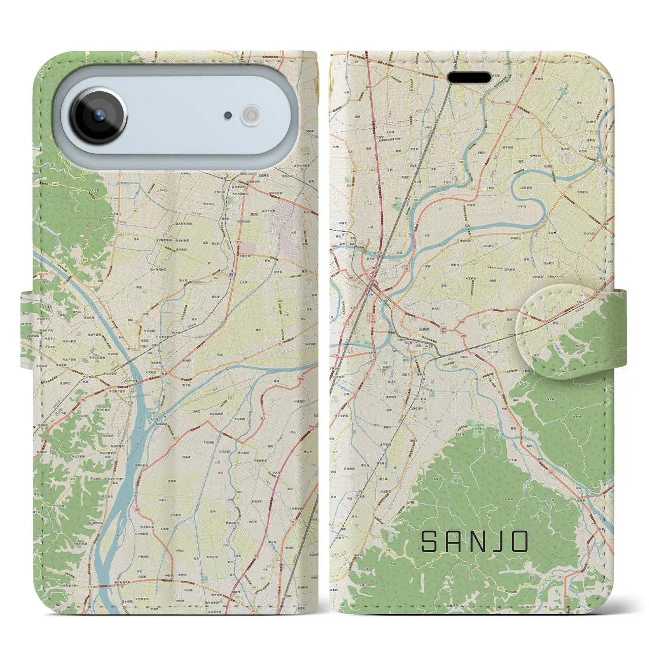 【三条（新潟県）】地図柄iPhoneケース（手帳タイプ）