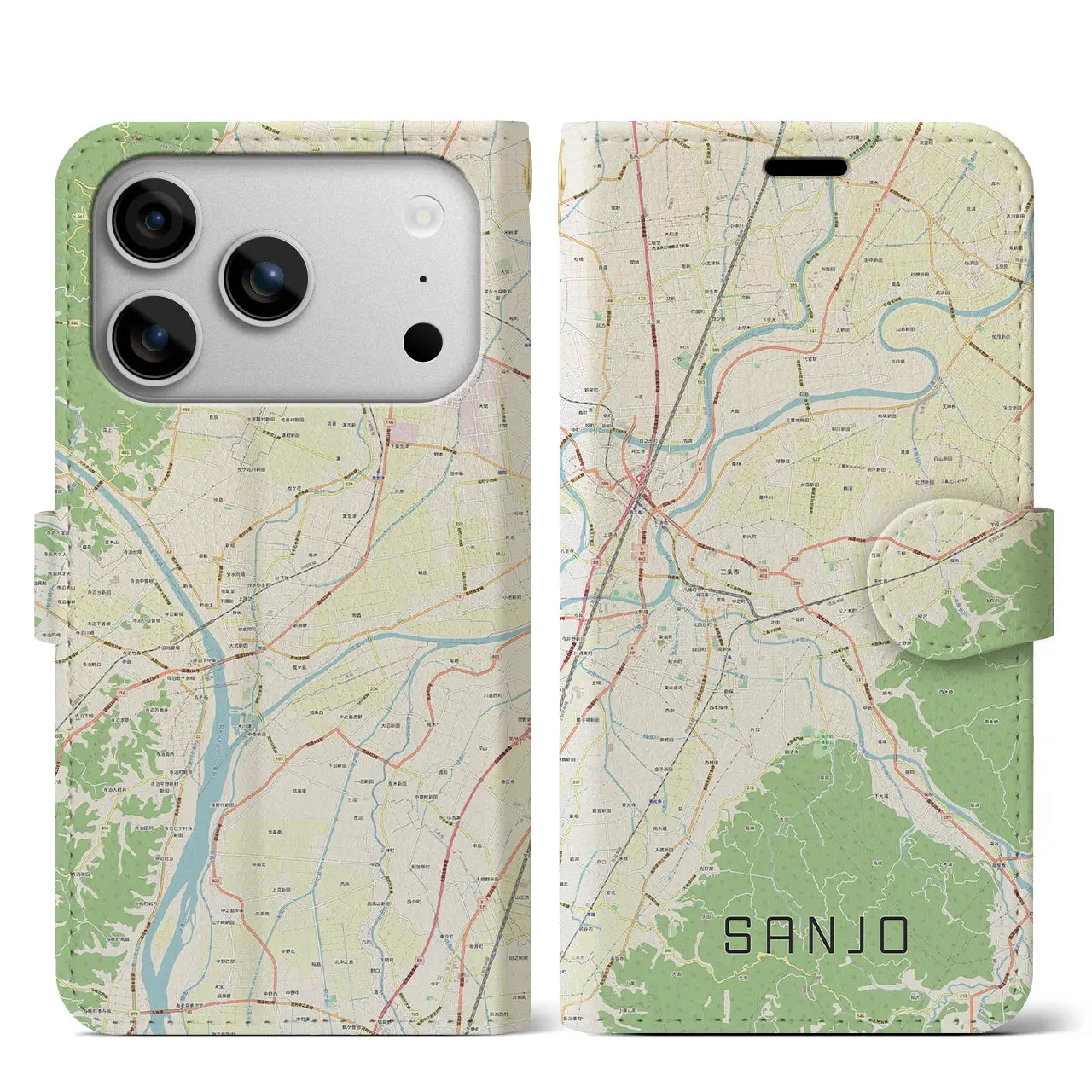 【三条（新潟県）】地図柄iPhoneケース（手帳タイプ）