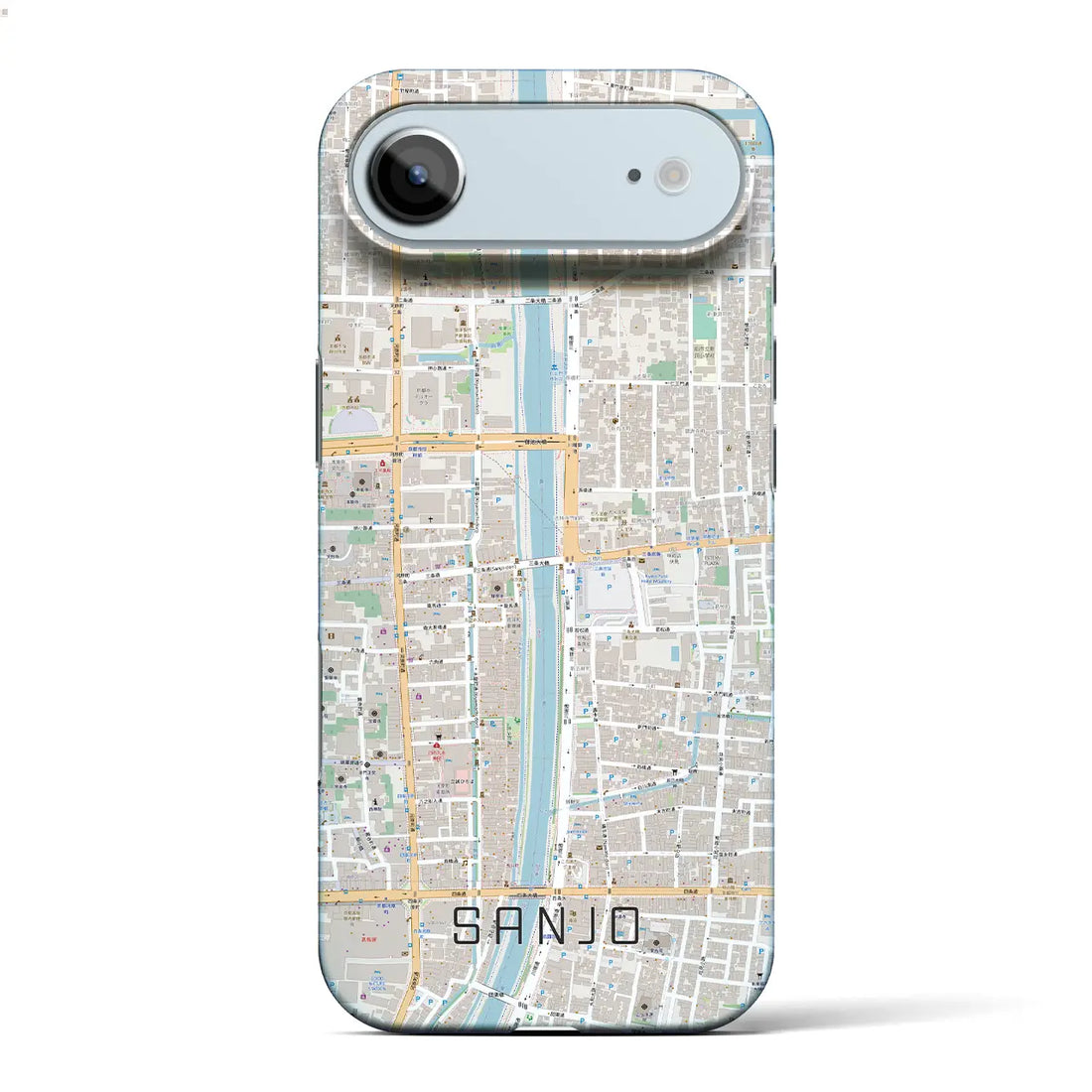 【三条(京都府)】地図柄iPhoneケース(バックカバータイプ)ブラック・iPhone 17 Pro Max 用