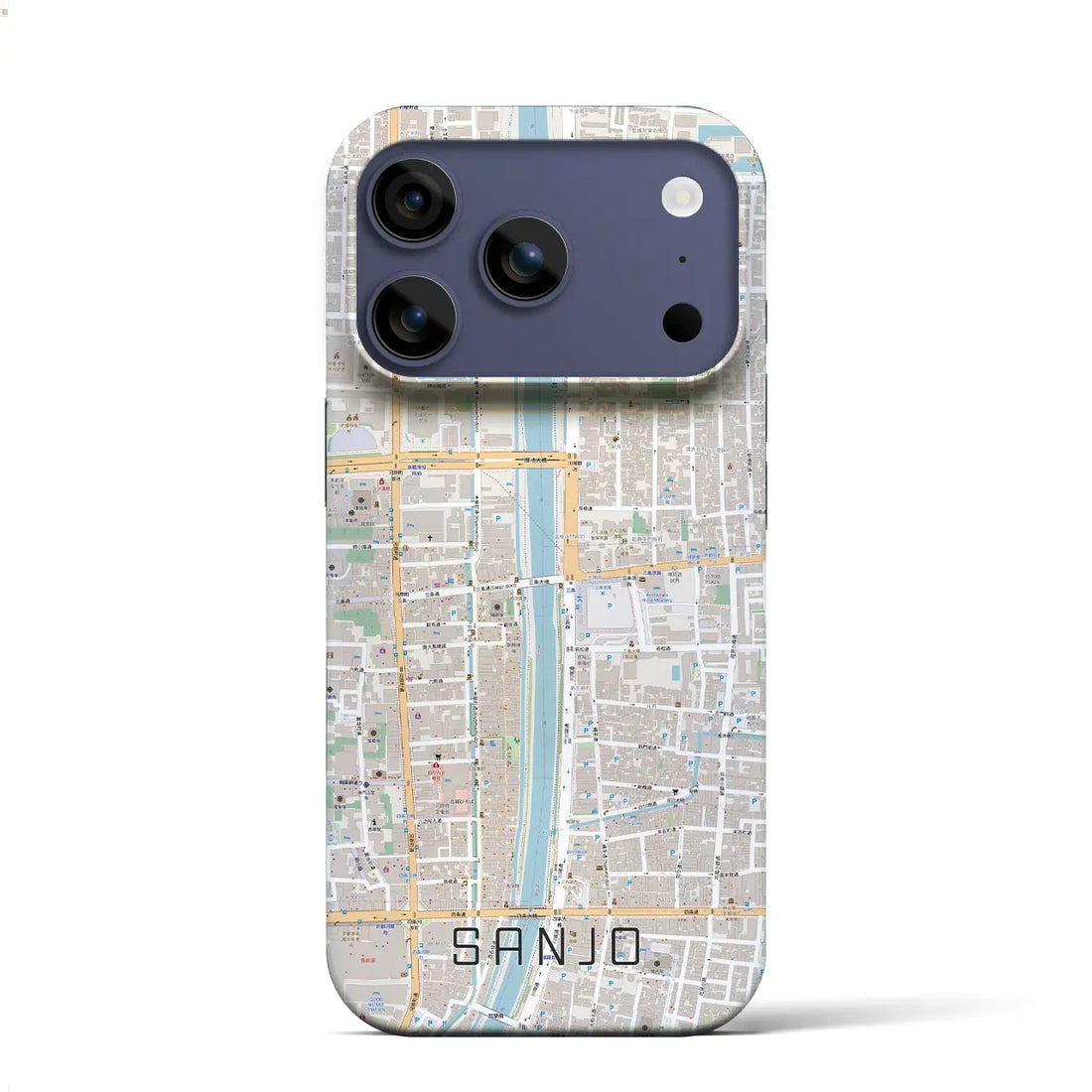 【三条（京都府）】地図柄iPhoneケース（バックカバータイプ）ナチュラル・iPhone 17 Pro Max 用